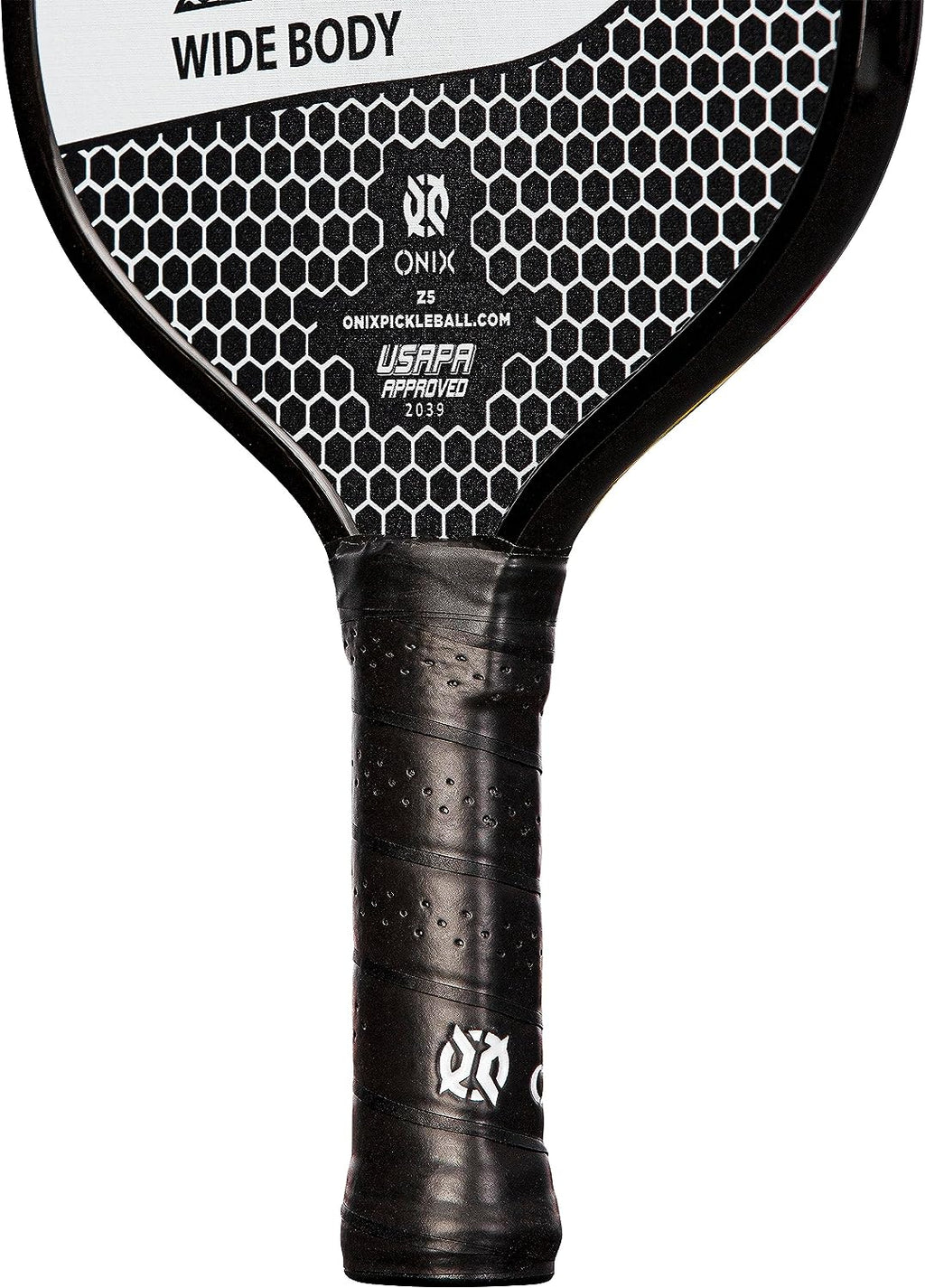 Graphite MOD Z5 Carbon Fiber Pickleball Paddle with Wide-Body Shape. Honeycomb Core, Graphite Face & Cushion Comfort Pickleball Paddle Grip